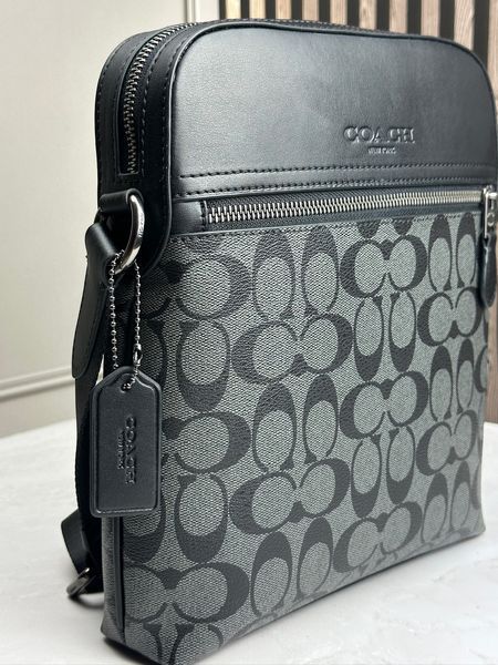 Сумка мужская кожаная COACH Houston Flight Bag In Signature Canvas
