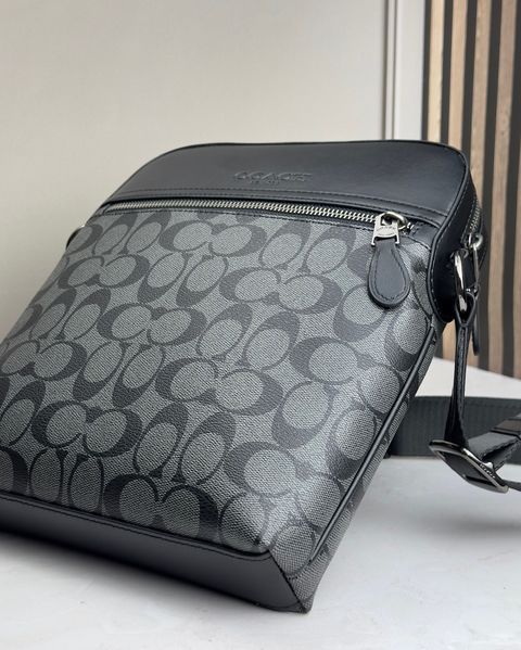 Сумка чоловіча шкіряна COACH Houston Flight Bag In Signature Canvas