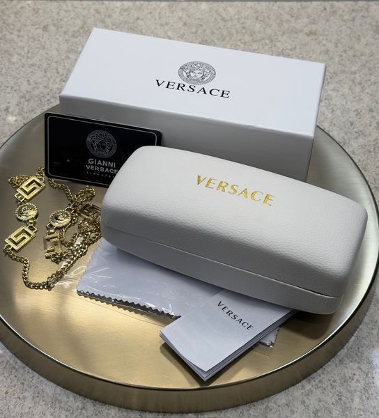 Сонцезахисні окуляри Versace MOD 4395 314/87 білі із золотом сіра лінза жіночі